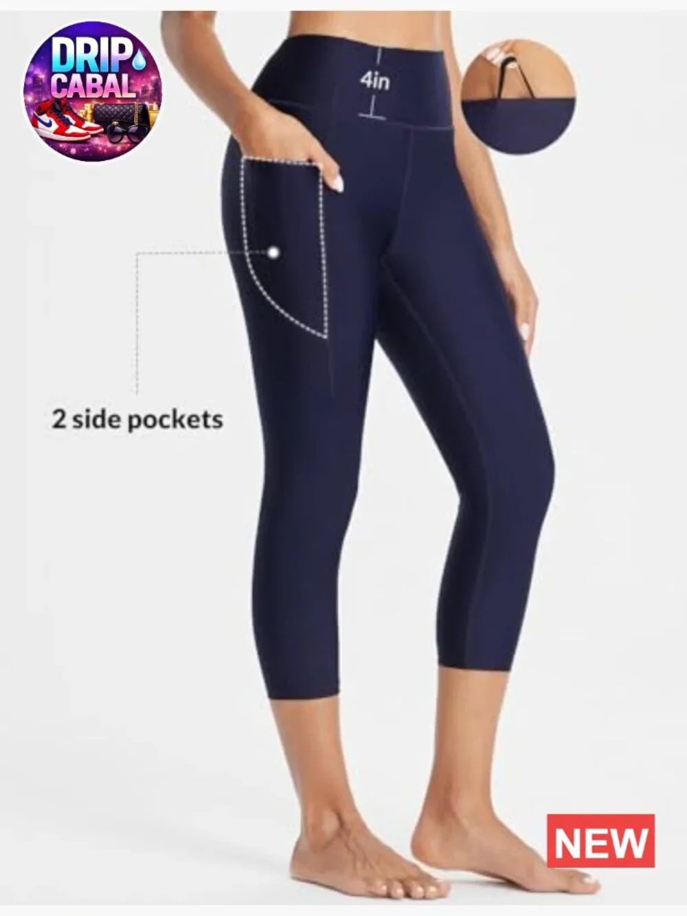 High Waisted Swim Pants 20in Long Capris UPF50+ with Pockets Liner